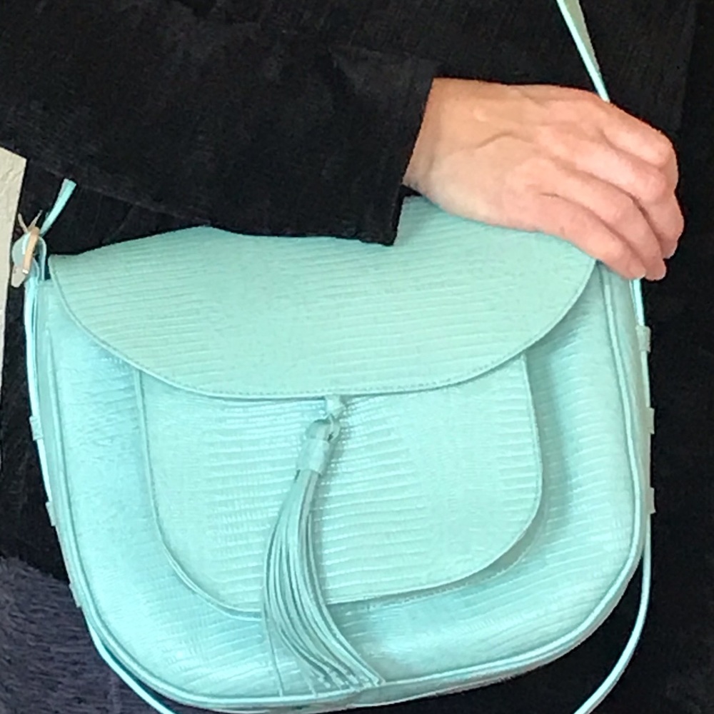 NWT Leather Embossed Lockable Saddle Bag Purse